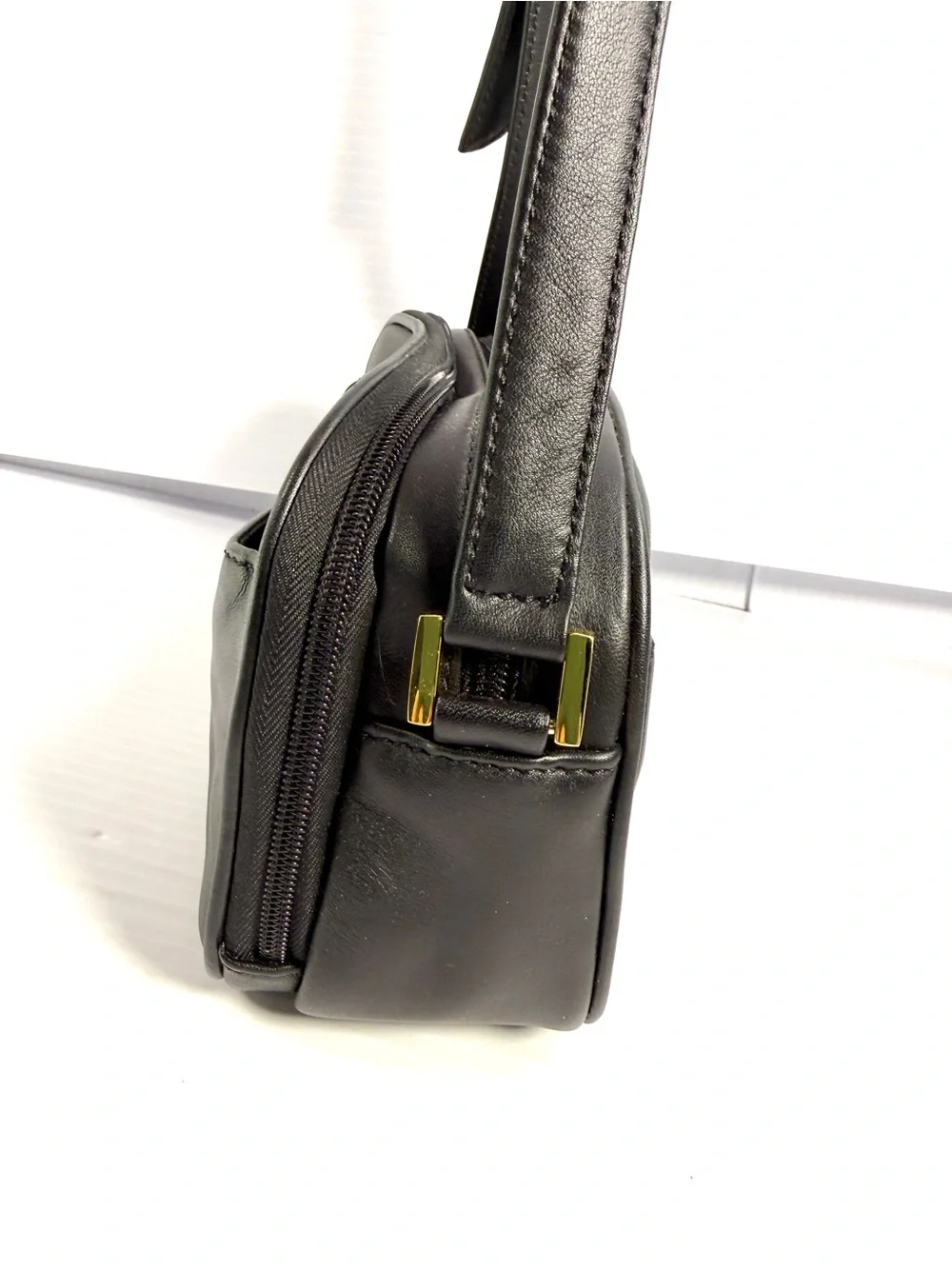 Etienne Aigner Black Crossbody Bag with Gold Hardware